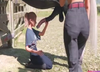 Emily the horny zoo teen fucks a hung horse