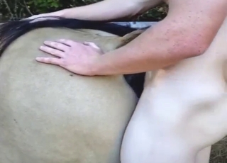 Dude uses his boner to fuck a big booty mare